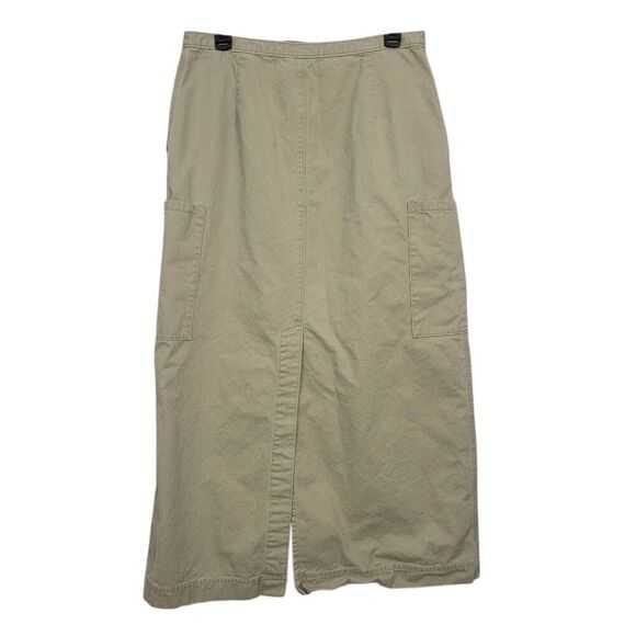 Vintage 90s Gap Cotton Cargo‎ Maxi Skirt Sz 12/M Khaki Tan Modest Minimalist - Picture 2 of 7